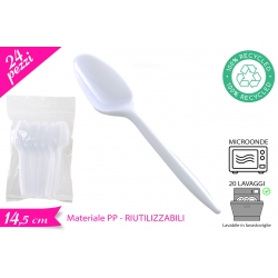 CUCCHIAINO RIUTILIZZABILE BIANCO 24PZ