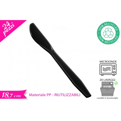 COLTELLO RIUTILIZZABILE NERO 24PZ