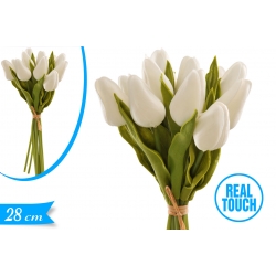 TULIPANO GOMMA MAZZETTO BIANCO 12PZ 28CM