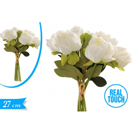 PEONIA GOMMA MAZZETTO BIANCO 8PZ 27CM