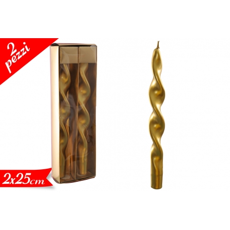 COPPIA CANDELE GOLD 25CM