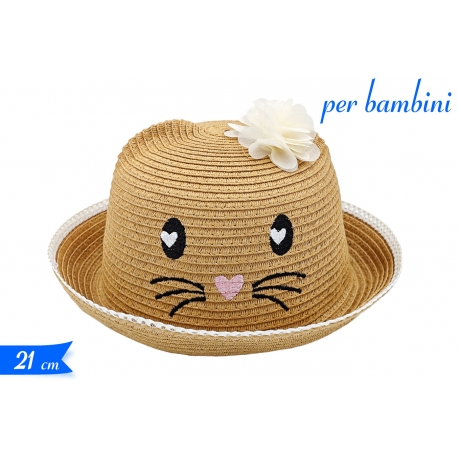 CAPPELLO PAGLIA  21X12CM C/DEC BAMBINI