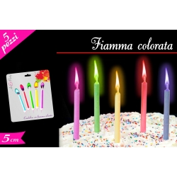 SET 5 CANDELINE FIAMMA COLORATA ASS