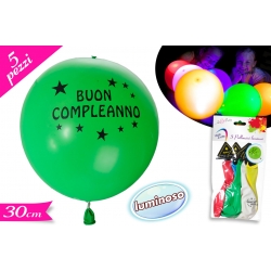 SET 5 PALLONCINI C/LED B. COMPLEANNO