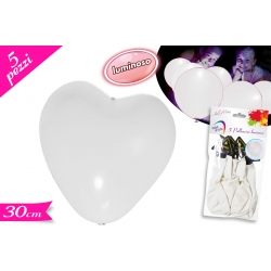 SET 5 PALLONCINI C/LED CUORE